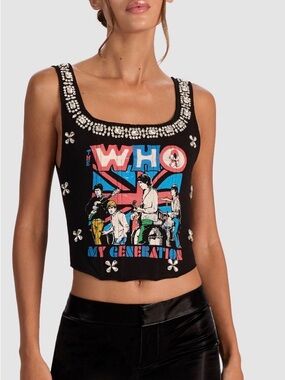 Alice and Olivia Breslin The Who Band Rhinestone-Embellished Corset Tank